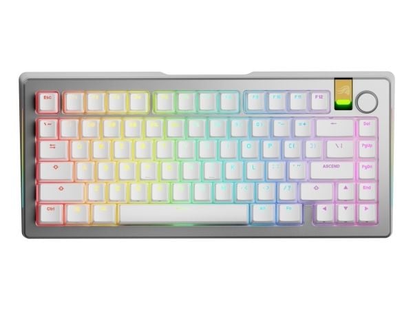 Glorious Gaming GMMK 3 PRO HE 75% Prebuilt, Trådløs, RF trådløs + Bluetooth, Mekanisk nøkkelbryter, QWERTY, RGB LED, Sølv