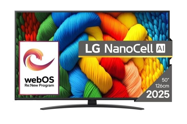 LG NanoCell AI 50NANO81A3A, 127 cm (50"), 3840 x 2160 pikseliä, NanoCell, Älytelevisio, Wi-Fi, musta