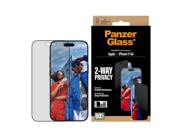 PanzerGlass ® 2-Way Privacy Screen Protector iPhone Air | Ultra-Wide Fit w. EasyAligner, Apple, Apple - iPhone Air, Asennus kuivana, Naarmuuntumise...