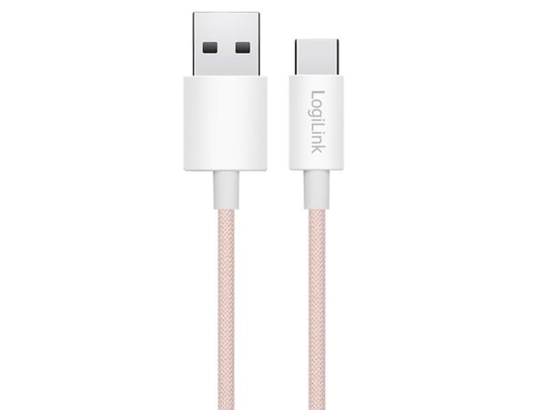 LogiLink CU0324, 1 m, USB A, USB C, USB 2.0, 0,48 Gbit/s, Rosa