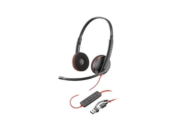 Poly Blackwire 3220 - Blackwire 3200 Series - hodesett - on-ear - kablet - USB-C - svart - Skype Certified, Cisco Jabber Certified, Avaya Certified...