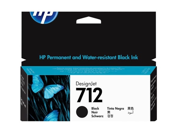 HP 712 - 38 ml - svart - original - DesignJet - blekkpatron - for DesignJet Studio, T210, T230, T250, T630, T650