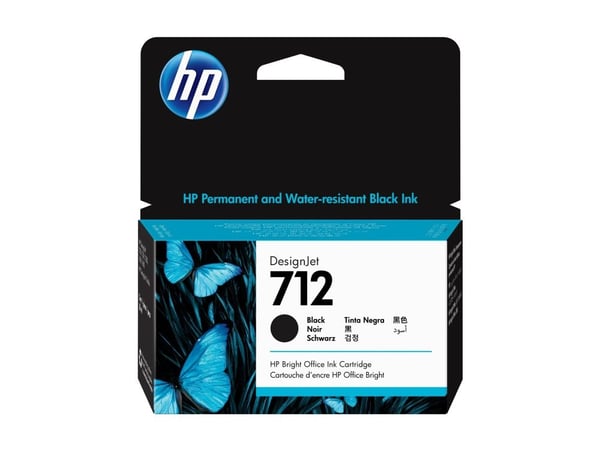 HP 712 - 38 ml - svart - original - DesignJet - blekkpatron - for DesignJet Studio, T210, T230, T250, T630, T650