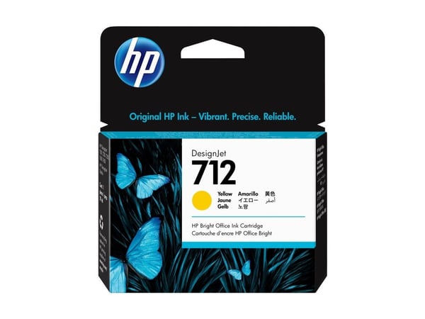 HP 712 - 29 ml - gul - original - DesignJet - blekkpatron - for DesignJet Studio, T210, T230, T250, T630, T650