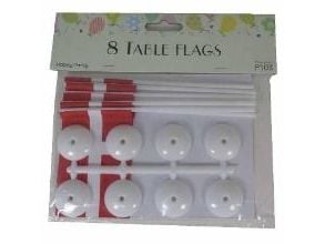 Flag Bordflag på fod Dannebrog 15.5x8cm Papir/Plast Rød/Hvid,8 stk/ps - (8 stk.)