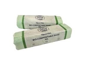 Sæk 60liter B600xL800 mm 20my PLA bionedbrydelig Standard Grøn,24 rl x 10 stk/krt
