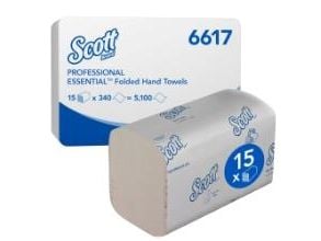 Håndklædeark, Kimberly-Clark Scott, 1-lags, V-fold, 21x20cm, 10,5 cm, hvid