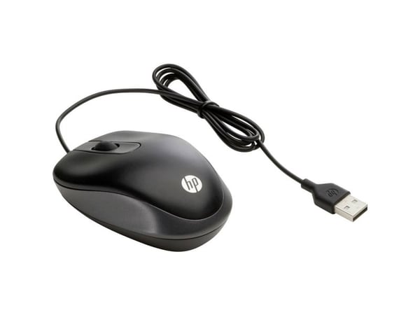 HP USB-matkahiiri, Molempikätinen, Optinen, USB A-tyyppi, 1000 DPI, Musta