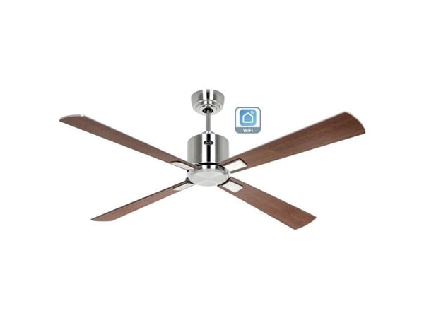 CasaFan ECO NEO III 132 BN-NB/KI WiFi fløyel-valnøtt/kirsebær loftvifte 27 W (Ø x H) 132 cm x 360 mm krom (børstet) med fjernkontroll, timer