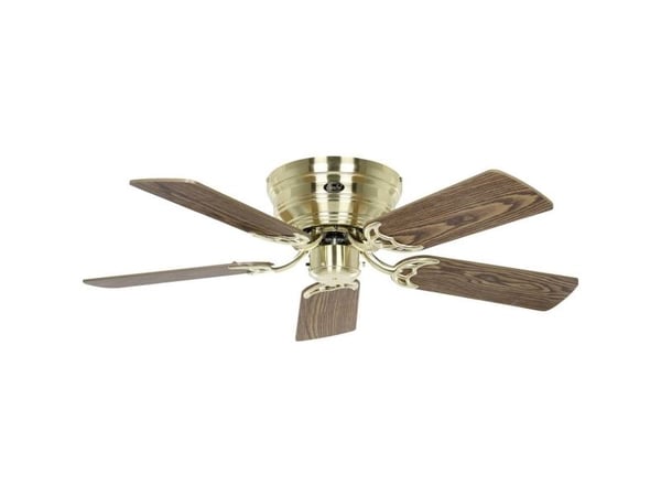 CasaFan FLAT 103-III MG-EA/BU 65 W loftvifte, eik antikk/bøk, Ø 103 cm x H 164 mm, messing (børstet), vendbare vinger, vinterdrift