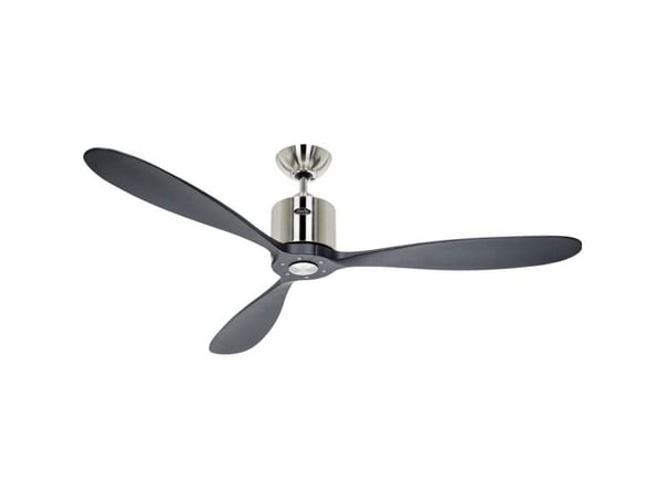 CasaFan AEROPLAN ECO 132 BN-SW vifte i massivt tre svart takvifte 27 W (Ø x H) 132 cm x 310 mm krom (børstet) med fjernkontroll, timer, vinterdrift