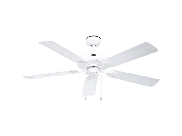 CasaFan CLASSIC OUTDOOR 132 WE-EW vifteblad i plast hvit/eik-dekor takvifte 60 W (Ø x H) 132 cm x 345 mm hvit vinterdrift