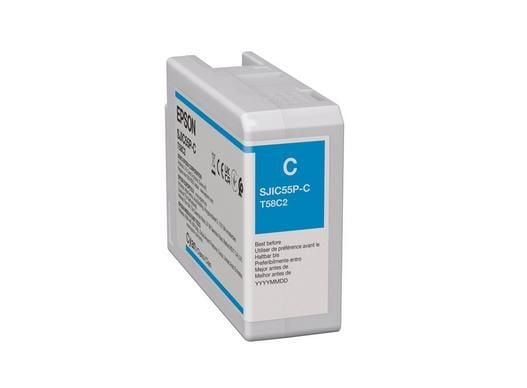 Epson T58C2 - 80 ml - syaani - alkuperäinen - värikasetti - ColorWorks CW-D6000Pe -laitteelle