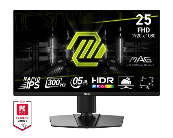 MSI MAG 255PXF - LED-skjerm - gaming - 25" (24.5" synlig) - 1920 x 1080 Full HD (1080p) @ 300 Hz - Fast IPS - 250 cd/m² - 1000:1 - 0.5 ms - 2xHDMI,...