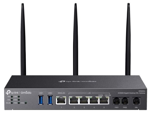 TP-Link Omada DR3220v-4G, Kaksitaajuus (2,4 GHz/5 GHz), Ethernet LAN, ADSL, ADSL2, musta, Pöytäreititin