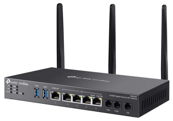 TP-Link Omada DR3220v-4G, Dobbelbånd (2.4 GHz / 5 GHz), Ethernet/bredbåndsforbindelse, ADSL, ADSL2, Sort, Frittstående router