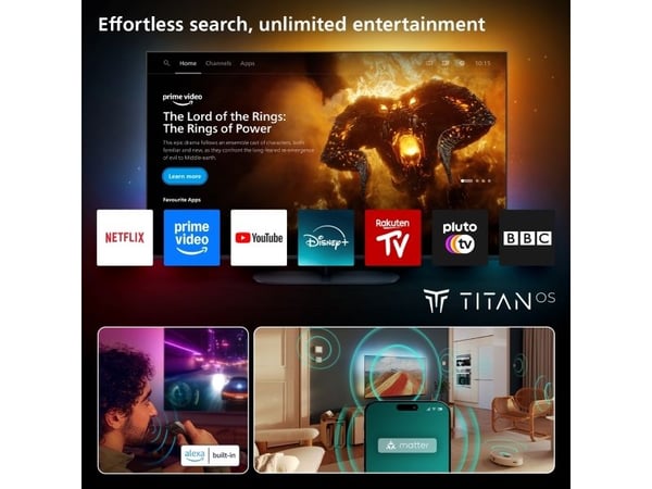 Philips 85MLED910 - 85" Diagonalklasse LED-bakgrunnsbelyst LCD TV - QLED - Smart TV - TITAN OS - 4K UHD (2160p) 3840 x 2160 - HDR - Quantum Dot, Mi...
