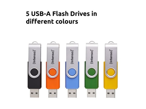 Intenso USB Flash Drive Office Line 3543595 3.2 5St. Multipack - 64 GB, 64 GB, USB A-tyyppi, 3.2 Gen 1 (3.1 Gen 1), Taittuva, Monivärinen