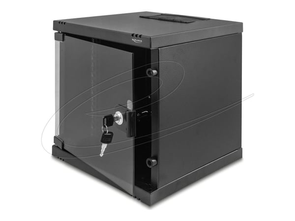 Delock 10" nätverksskåp 6 U med glasdörr för golv- eller väggmontage, 240 mm djup, lastkapacitet 30 kg, 330 x 312 x 300 m