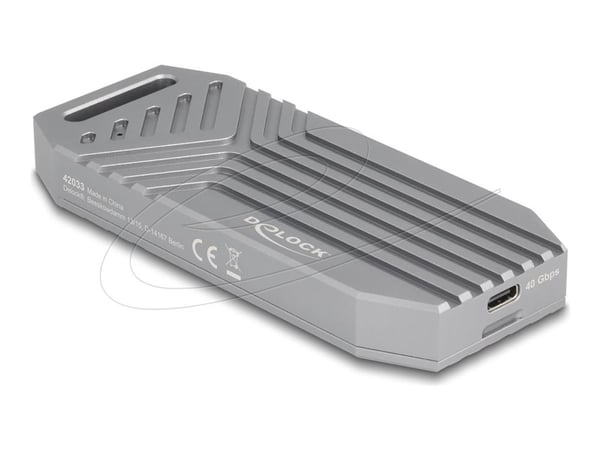 Delock - Drevkabinett - 40 Gbps, tool free - M.2 - M.2 NVMe Card / PCIe (NVMe) - USB-C - grå