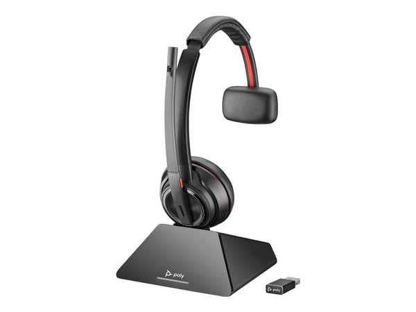 HP Poly Savi 8210 Office - Savi 8200 series - hodesett - on-ear - DECT / Bluetooth - trådløs - aktiv støydemping - svart - Zoom Certified