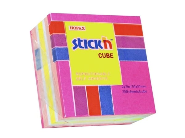 Notes Stick'N Mini Cube rosa/neon pastel 51x51mm 250blade - (12 stk.)