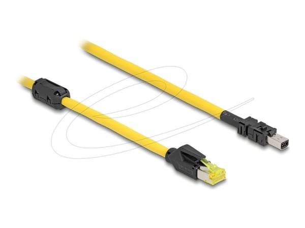Delock - Nettverkskabel - RJ-45 (hann) til 8 pin mini I/O type 2 (hann) d-shape - 1 m - 6.5 mm - skjermet - CAT 6 - gul