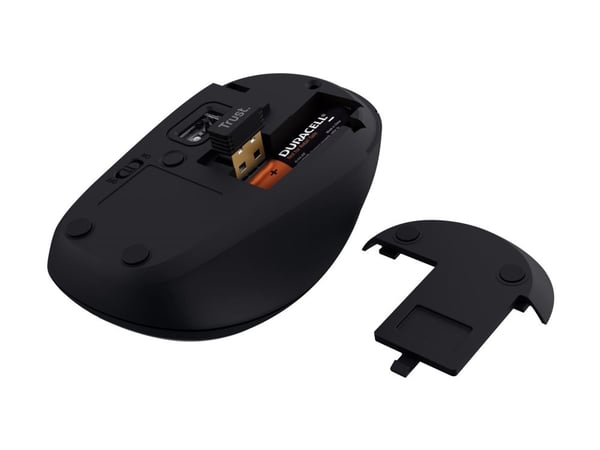 Trust Yvi+, Ambidextrous, Optinen, RF langaton + Bluetooth, 1600 dpi, Musta