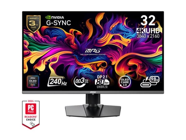 MSI MPG 322URXDE QD-OLED - OLED-monitor - gaming - 32" (31,5" til at se) - 3840 x 2160 UHD @ 240 Hz - 1000 cd/m² - 1500000:1 - DisplayHDR 400 True ...