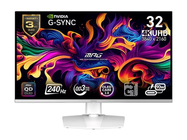MSI MPG 321URXWDE QD-OLED, spillskjerm - (80 cm (31,5 tommer) UltraHD/4K, QD-OLED, Adaptive-Sync, USB-C, 240Hz panel) hvit [Energiklasse G] (9S6-3D...