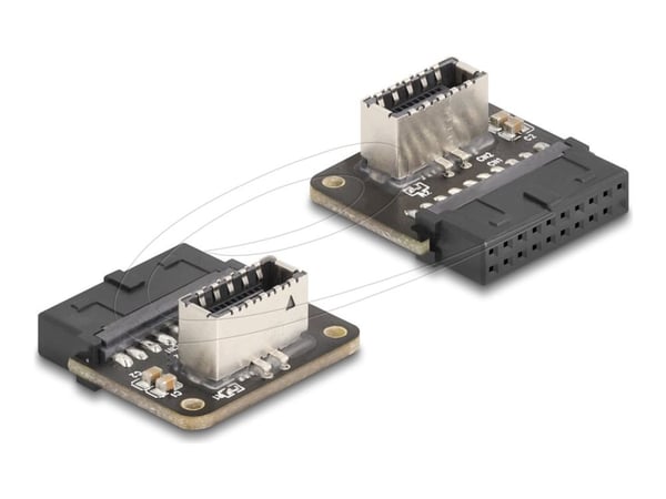 Delock USB 5 Gbps -adapterin pylväsliitäntä sisäiseen E-tyypin Key A -liitäntään, kulmikas