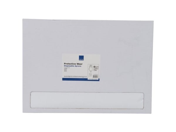 Engangsforklæde, ABENA, 130x80cm, 30 micron, hvid, LDPE, stor dispenser, usteril - (5 stk.)