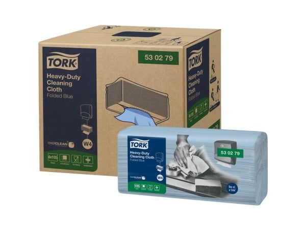 Teollisuuspyyhe, Tork W4, 1-kertainen, 41,5x35,5cm, 10,8 cm, sininen, neitseellinen kuitu, polyesteri - (4 kpl)