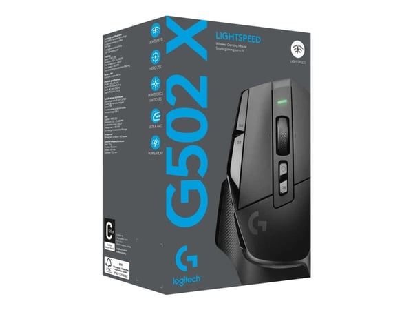 Logitech G G502 X Lightspeed, Oikeakätinen, Optinen, Langaton RF, 25600 DPI, Musta