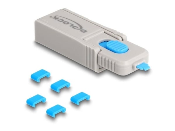 Delock - USB-C-portblokkeringsverktøy - grå, blå (en pakke 5)