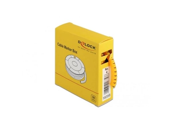 Delock Cable Marker Box, No. 4 - Johdon/kaapelin merkitsimet (esipainettu) - keltainen (500 kpl)