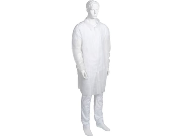 Besøgsjakke, ABENA Classic, S/M, 100x72cm, 25 gsm, hvid, PP, usteril - (10 stk.)