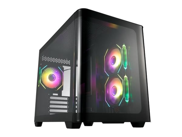 FSP S380-BA, Micro Tower, PC, Svart, Micro ATX, Mini-ITX, SPCC, Herdet glass, Spilling