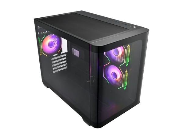 FSP S380-BA, Micro Tower, PC, Svart, Micro ATX, Mini-ITX, SPCC, Herdet glass, Spilling