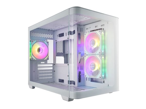 FSP S380-WA, Micro Tower, PC, Hvit, Micro ATX, Mini-ITX, SPCC, Herdet glass, Spilling