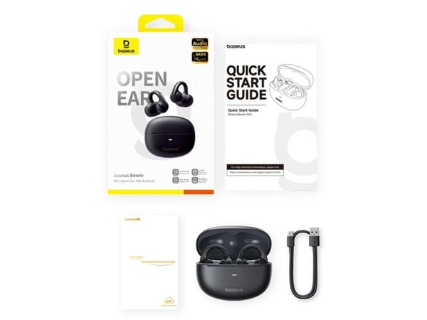 Baseus Bowie MC1, True Wireless Stereo (TWS), Samtaler/musikk, 20 - 20000 Hz, Hodesett, Sort
