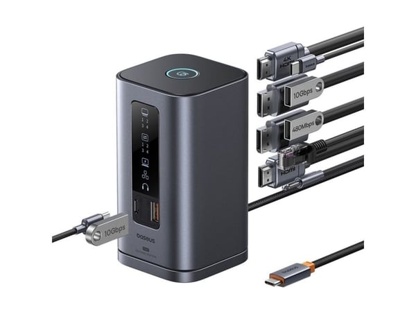 Baseus Spacemate, USB Type-C, 3.5mm, DisplayPort, HDMI, RJ-45, USB 2.0, USB 3.2 Gen 2 (3.1 Gen 2) Type-A, USB 3.2 Gen 2 (3.1 Gen 2) Type-A, USB 3.2...