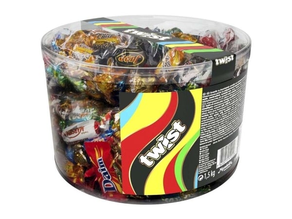 Chokolade Twist 1500g i plastbøtte