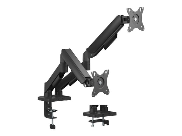 DELTACO - Monteringssett (dobbel skjermfeste) - for flatpanel - mekanisk fjær, 9kg - svart - skjermstørrelse: 17"-32" - skrivebordsmonterbar