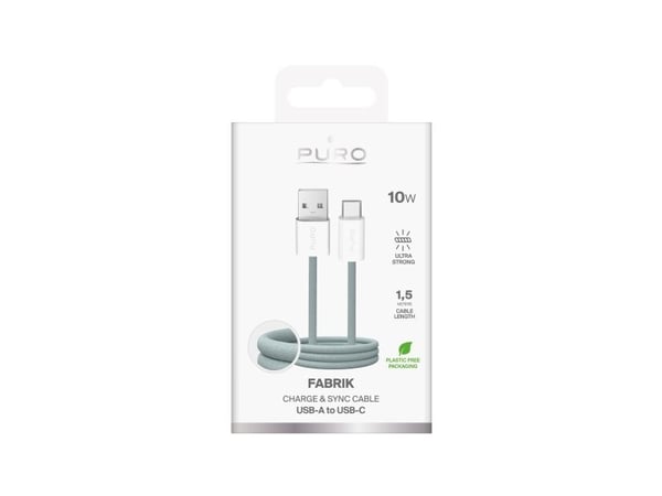 Puro Fabrik 2.0 10W USB-A - USB-C punottu kaapeli 1,5 m - vihreä