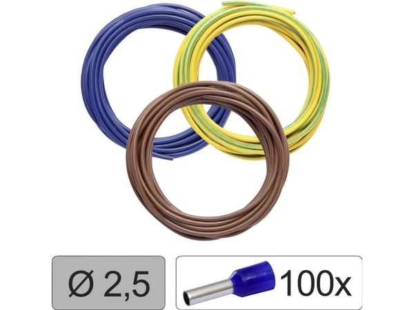 Quadrios 25CW124 enfärdig ledare LiFY 2,5 mm² blå/brun/gul-grön 1 set