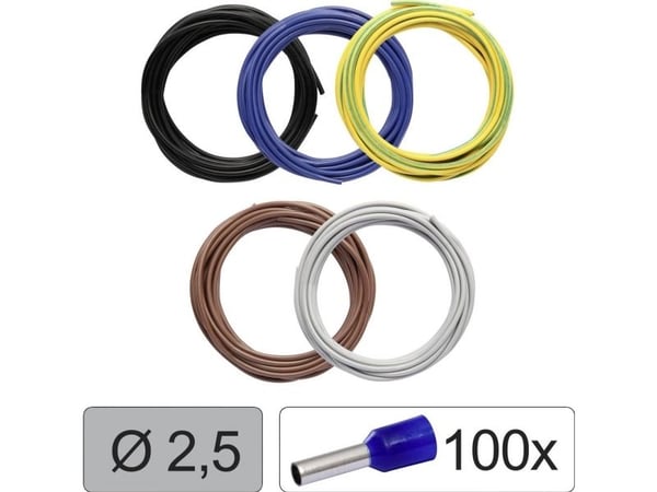Quadrios 25CW119 Yksijohtiminen LiFY 2,5 mm² Musta, Sininen, Kelta-vihreä, Ruskea, Harmaa 1 sarja 1 sarja