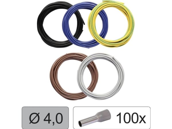 Quadrios 25CW120 Yksijohtiminen LiFY 4,0 mm² Musta, Sininen, Kelta-vihreä, Ruskea, Harmaa 1 sarja 1 sarja