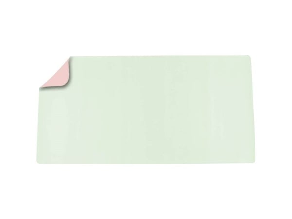 deflecto skriveunderlag, 1.200 x 600 mm, mynte / rosa, fleksibelt kunstlær, dobbeltsidig og vendbart, med (DM12060PG), 1 stk
