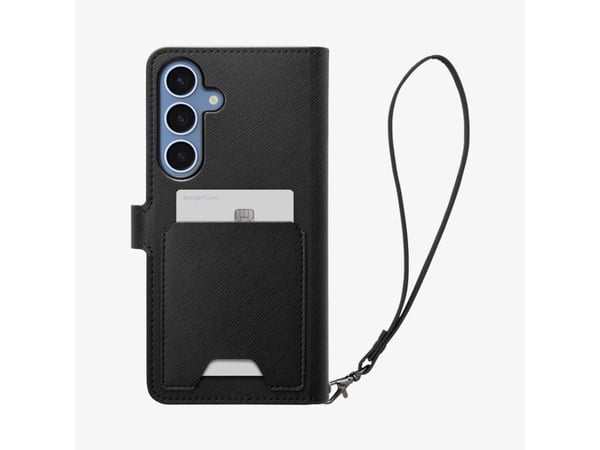 Spigen Wallet S - Lommebok for mobiltelefon - polykarbonat, termoplast-polyuretan (TPU) - svart - for Samsung Galaxy S25+
